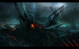 Strange creature dark night red - strange free wallpaper for desktop