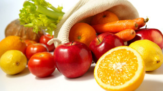 Bag of fruit and vegetables - a lemon free wallpaper