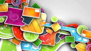 Colorful stickers white background pattern - surreal free wallpaper