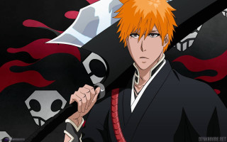 Man orange hair sword skull - a sword and a skull free wallpaper