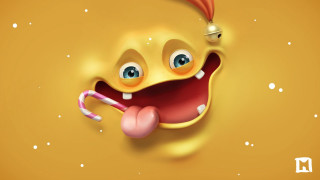 Yellow smiling face candy cane - smiling free wallpaper