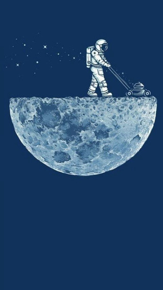 Astronaut moon lawnmower blue background - the moon free wallpaper for mobile