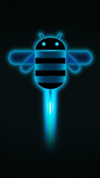 Blue black bee glowing backlight - glowing free wallpaper for mobile