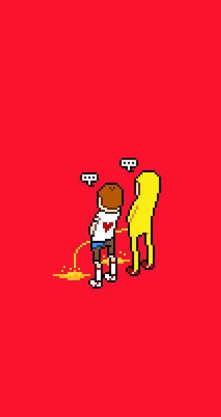 Boy dog pixel art red - banksy free wallpaper for mobile