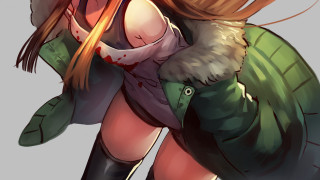 Woman knife blood face arm - a green jacket free wallpaper