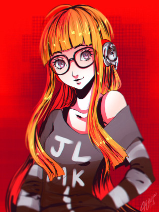 Girl glasses gun drawing art - luminous free wallpaper for mobile