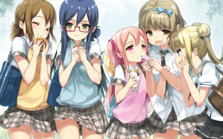 Girls group tree building clock - a tree and a building free wallpaper