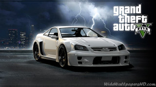 White car lightning storm city - a white car free wallpaper