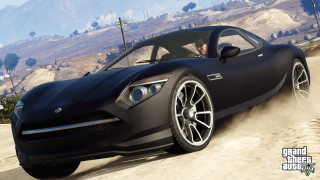 Black sports car dirt road - in gta v free wallpaper