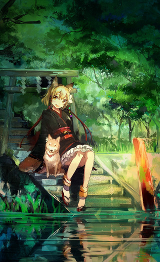 Woman bench dog forest cat - a bench next free wallpaper for mobile