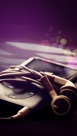 Headphones cellphone table bokeh purple - a blurry background free wallpaper for mobile