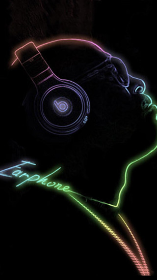 Man headphones dark neon lights - free neon wallpaper for mobile