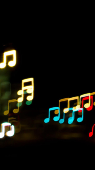 Blurry musical note street sign - neon free wallpaper for mobile