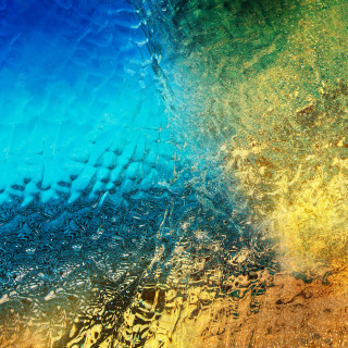 Water surface closeup blue yellow - glass free wallpaper for tablet