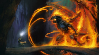 Demon attack demon cave flames - donato giancola free wallpaper
