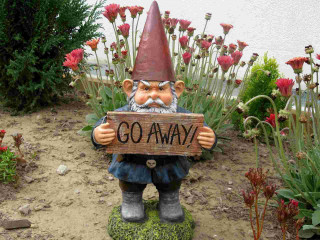 Garden gnome go away signs - a statue free wallpaper