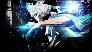 Man white hair blue dress 2 - shining free wallpaper