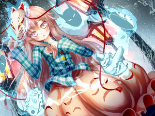 Girl long hair plaid mushroom - her lap free wallpaper