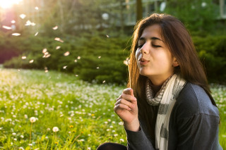 Woman dandelion blowing outdoors cherry - elke vogelsang free wallpaper