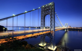 Bridge river night lights train - the bridge free wallpaper for desktop