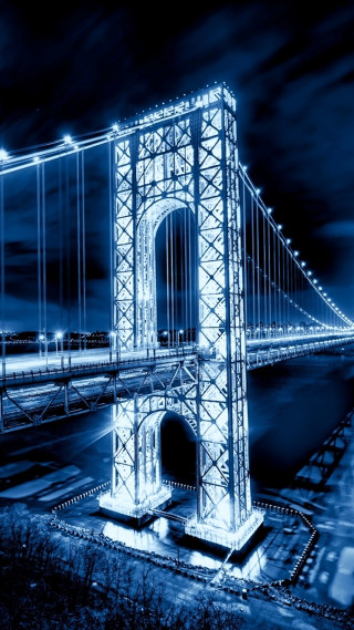 Large bridge night lights long - a large bridge free wallpaper