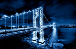 Lit bridge night city background - photography free wallpaper for desktop