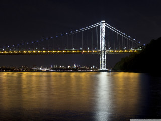 Bridge water night lights city 14 - side and a city in the background free wallpaper for desktop