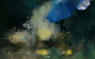 Blue umbrella dark sky green - umbrella free wallpaper