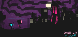 Cartoon city purple sky background - a purple sky free wallpaper