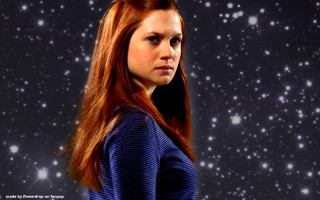 Woman red hair star filled - long red hair free wallpaper