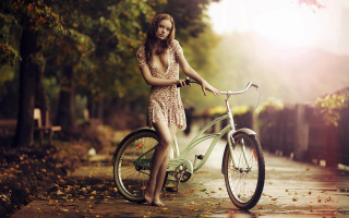 Woman dress bike path rain - a bike free wallpaper