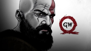 Bearded man red white face - game art free wallpaper