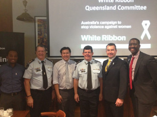 Men group projector screen white - a white ribbon free wallpaper