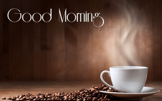 Coffee cup saucer beans table - a good morning free wallpaper
