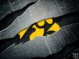 Batman logo metal hole yellow - free textures wallpaper for desktop