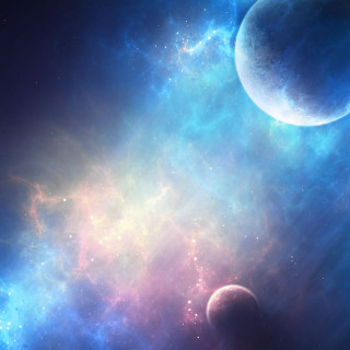 Space scene planets star cluster - free space wallpaper for tablet