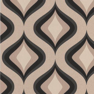 Beige black wallpaper wavy shapes - art deco free wallpaper for tablet