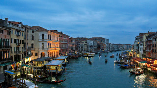 River boats buildings nighttime lights - canaletto free wallpaper