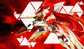 Red dress woman sword space - a sword in front free wallpaper