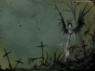 Creepy angel field cross tree - ben templesmith free wallpaper for desktop