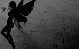 Fairy black white flying wings - dark fantasy art free wallpaper