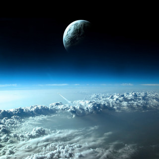 Earth space shuttle clouds moon 3 - free space wallpaper for tablet