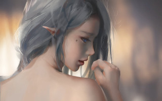 Woman blue eyes cat nose - stanley artgerm lau free wallpaper