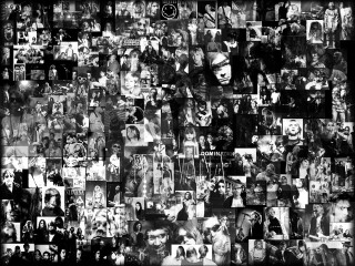 Black white collage people faces - many free wallpaper