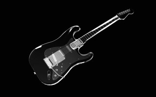 Black white guitar black background - 3 d model free wallpaper