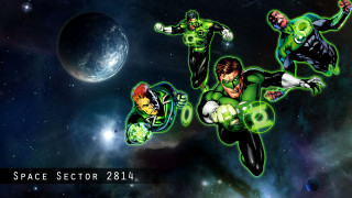 Group people green suits flying - alan davis free wallpaper