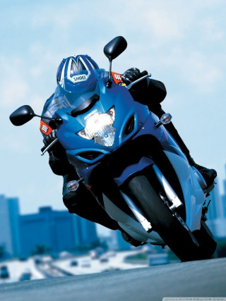 Blue motorcycle city skyline tall - free motorcycles wallpaper for mobile