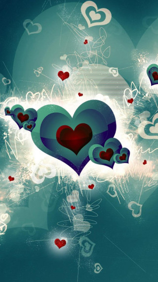 Heart floating hearts blue sky - white cloud free wallpaper for mobile