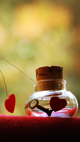 Glass jar heart shaped decoration - romanticism free wallpaper for mobile