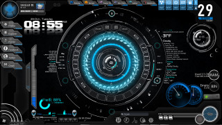 Futuristic interface blue circle speedometer - cyberpunk style free wallpaper for desktop